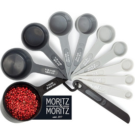 Набір мірних ложок Moritz & Moritz 11-TLG (1/4 ч.л. - 1 склянка), чорний - для приготування та випікання з дітьми