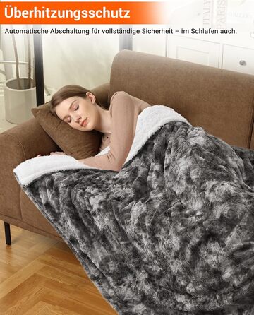 Електрична ковдра LinTimes з автовимкненням, 6 температурних режимів, 180 x 130 см, сіра