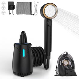 Акумуляторний душ для кемпінгу з LED-дисплеєм, чорний Campingdusche