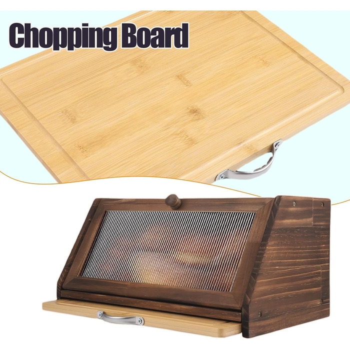 Дерев'яний хлібний ящик з кришкою та дощечкою для нарізання, Brotaufbewahrung