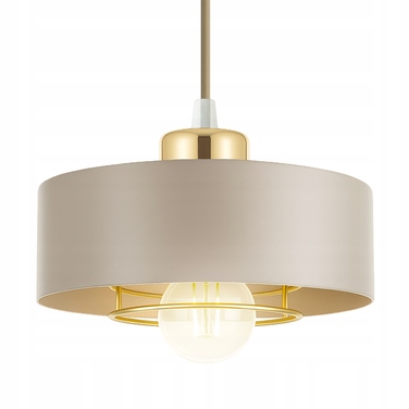 Підвісна лампа LEDLUX бежева, металева, 3xE27 із золотистими деталями