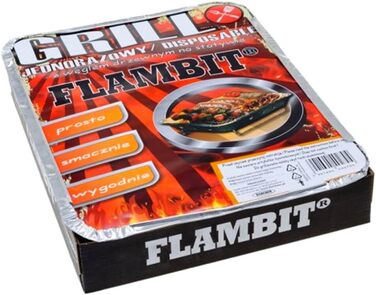 Одноразовий гриль Flambit to go з підпалом, деревне вугілля, алюмінієва форма, 6 шт