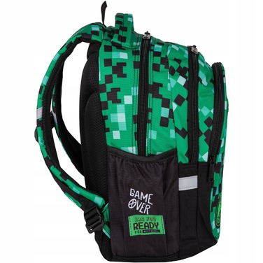 Багатовідсіковий шкільний рюкзак CoolPack, чорний з зеленим, 19 л
