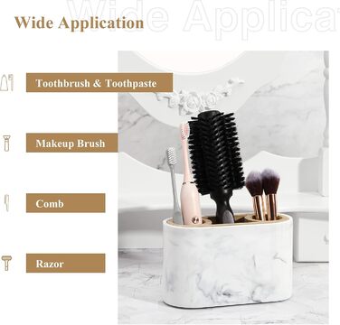 Тримач для зубних щіток Shinowa з 3 відсіками, електричний, з піддоном для води, органайзер для ванної кімнати, білий