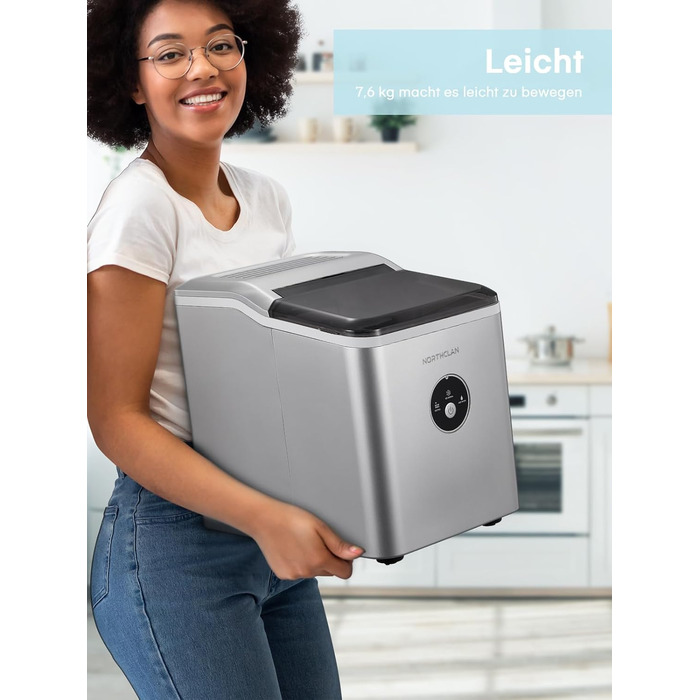 2024 Ice Maker Test Winner - 14kg Capacity, Fast Ice Production, Quiet Operation, 120W with Scoop & Basket - Compact Ice Maker for Home & Office (Silver)