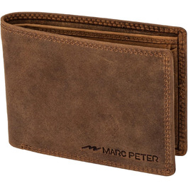 Marc Peter® Genuine Leather Wallet Hanover | Wallet for Men with RFID Protection | Large 10 Compartments Card Holder | Vintage Brown Portemonnaie
