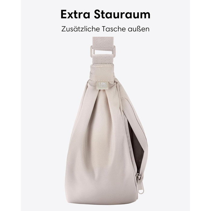 Сумка через плече LARKSON Solveig Medium бежева - Містка напівмісяць, водонепроникна (6.5 л)