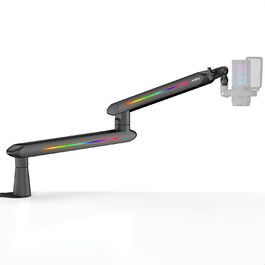 Кріплення для мікрофона IXTECH RGB Low Profile з регулюванням, настільний стійка з кріпленням, поворотний мікрофонний тримач з кабельною організацією для стрімінгу та подкастів, 4 ящірки RGB