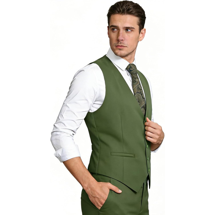 Айзеа Кашіше однотонна чоловіча жилетка для ділового костюма, нормальний крій, смокінг-жилетка для весілля (XL, хакі)