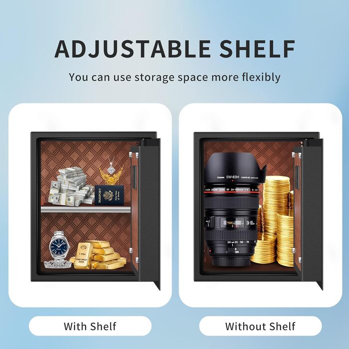 Сейф для дому з біометричним сканером відбитків пальців HSGCJS, 31 л, з паролем та клавіатурою, чорний