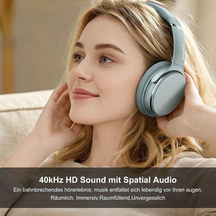 Бездротові навушники Srhythm NC25 з активним шумозаглушенням (ANC), Bluetooth, Hi-Fi звук, глибокий бас, NFC, вбудований мікрофон, складані (М'ятно-зелений)