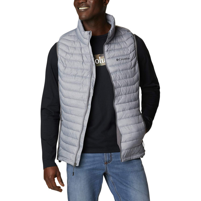 Жилет Columbia Powder Pass Hybrid Puffer Vest для чоловіків - тепла та зручна модель сірого кольору