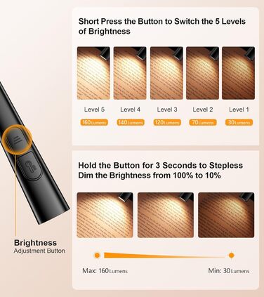 Настільна лампа Gritin для читання на шиї, з 4 кольорами та 5 рівнями яскравості - плавне регулювання, захист очей, акумулятор 80 годин, регульована шийка, ергономічне читання для ліжка/в'язання/рукоділля (чорна)