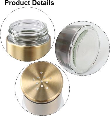 Набір солянок та перечничок 150 мл (2 шт.) з нержавіючої сталі та скла, золоті, для дому, кухні, ресторану, барбекю