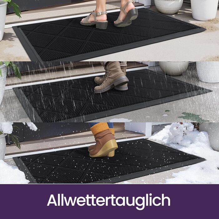 Дексі Килимок для дому та вулиці 43 x 90 см, чорний, неслизький, водонепроникний, миючий