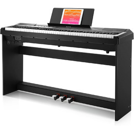 Електронне піаніно Donner DEP-10S 88 клавіш, напівзважені, для початківців, з підставкою та педаллю, чорне