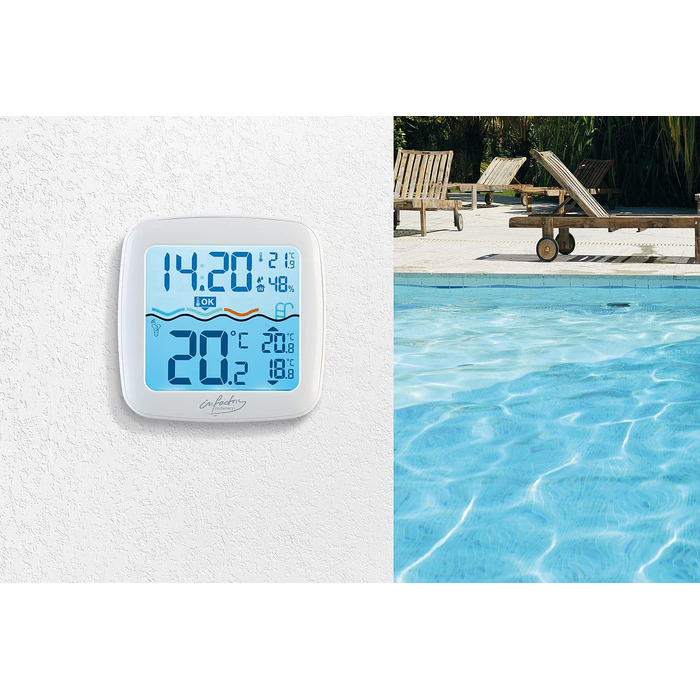 infactory Pool Thermometer: Digital Pond & Pool Thermometer, Radio Receiver, Color LCD, IP67 (Pool Radio Thermometer, Radio Pool Thermometer, Temperature Sensor)