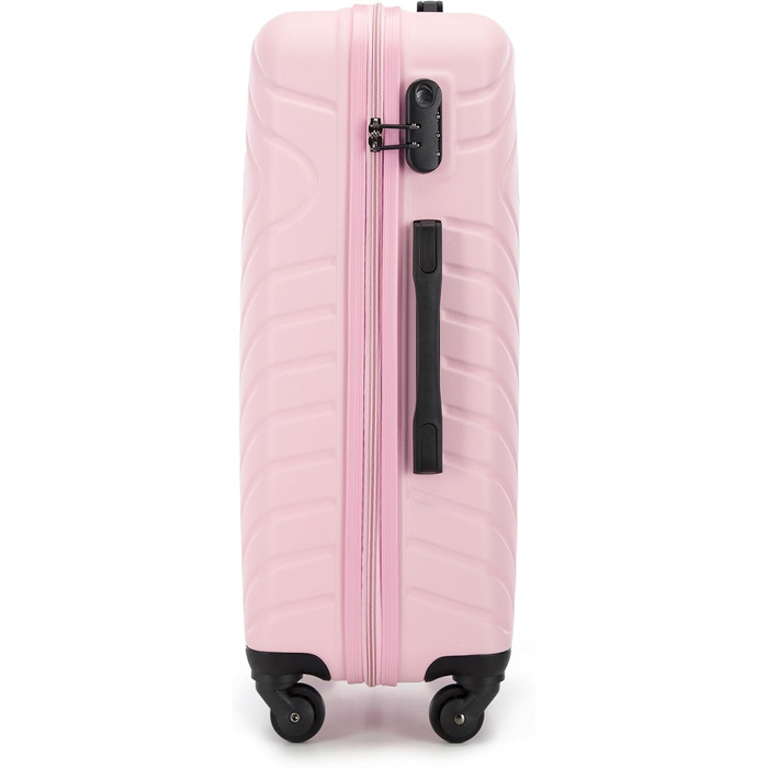 Набір валіз WITTCHEN Cube Line (S+M+L) з ABS, геометричним тисненням, 4 колесами, телескопічною ручкою та комбінаційним замком. Рожевий колір, 3 шт.