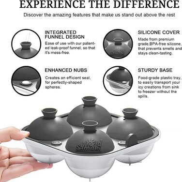 Samuelworld Ice Cube Tray (Gray, 4 sphere/12 cube)