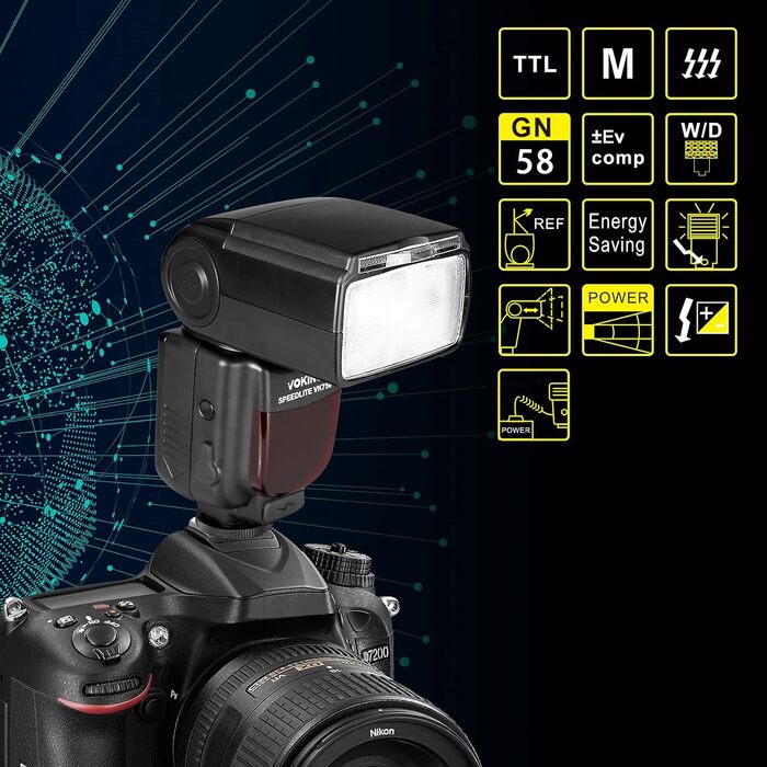 Спалах VK750II TTL для камер Nikon D50, D60, D80, D800, D750, D3300, D3400, D3500, D5300