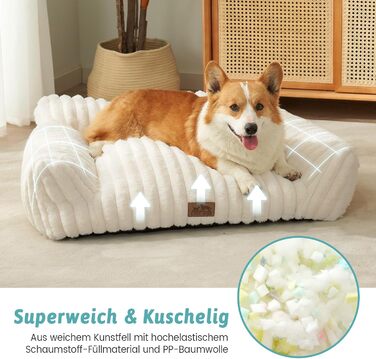 Килимок для котів XL, кремовий, 80x60x33 см - м'яке ліжко-софа для котів та собак