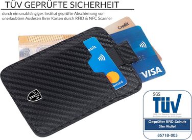 Слім-гаманець TRAVANDO Dallas з RFID-захистом та вужком для 12 карток, карбоновий, Німеччина