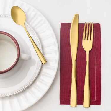 Otto Koenig 24-Piece Cutlery Set, Service for 6, Gold Stainless Steel Cutlery Set, Includes Knives, Forks, Spoons, and Teaspoons, High Quality, Modern Design, Dishwasher Safe, High-Gloss Finish, Corrosion Resistant
