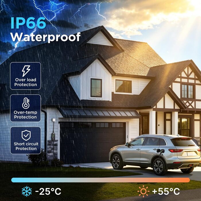 Зарядний пристрій для електромобіля Mobile Wallbox Typ 2, 6м, 3 фази, 6-16A, CEE роз'єм, IP66 (3.68kW)