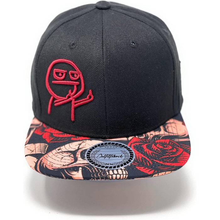 Кепка Snapback Outfitfabrik з квітковим черепом для чоловіків та жінок, чорна, регульована, One Size