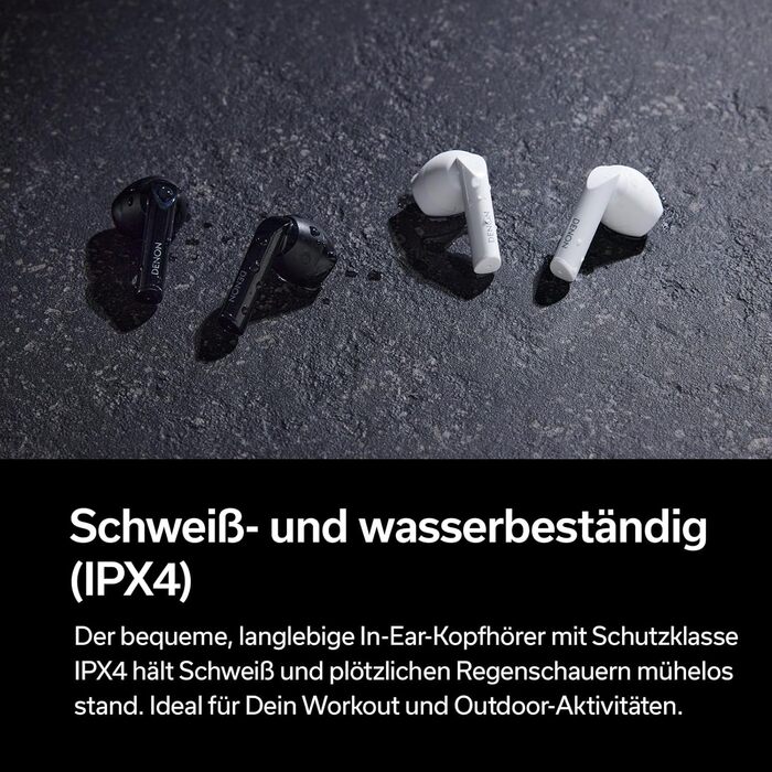 Бездротові навушники Denon AH-C500W - білі, Bluetooth, з мікрофоном, водостійкі