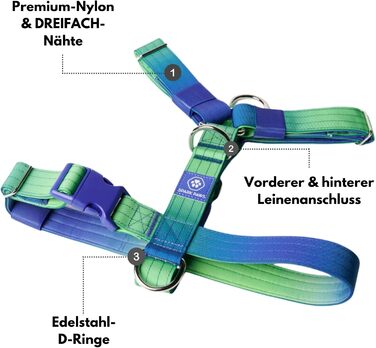 Шлейка для собак Spark Paws No Pull для великих порід, з переднім кріпленням, Y-подібна, міцна та надійна, Lime Wave, L (36-68 кг)