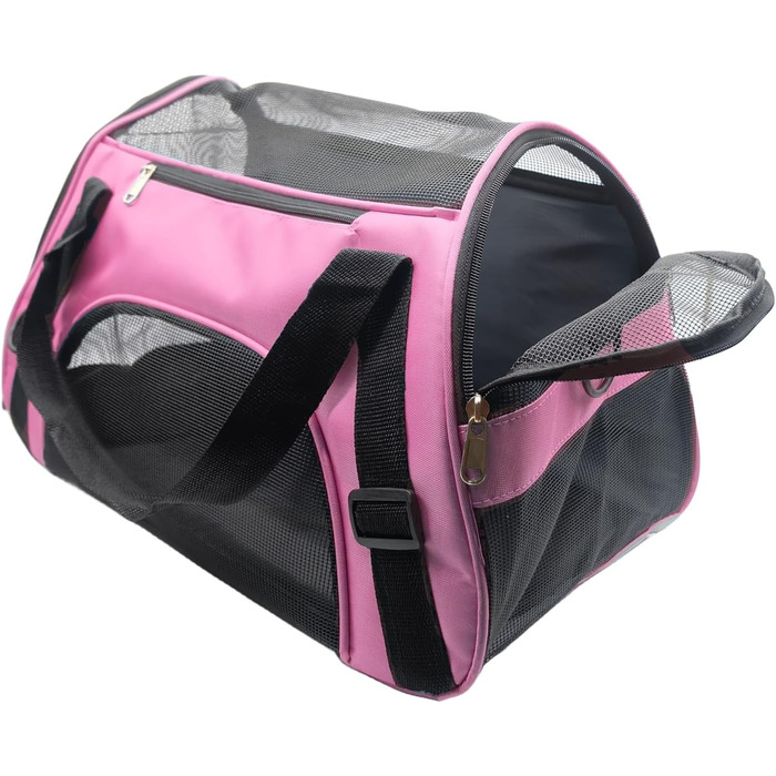 Транспортна сумка для тварин, схвалена авіакомпаніями, для середніх та маленьких котів, цуценят, кошенят, собак/котів, сумка для подорожей з тваринами (рожева, M)