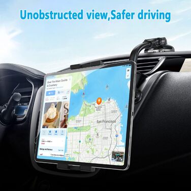 Підставка для планшету Oilcan Schwanenhals для автомобіля: кріплення на панель приладів/лобове скло, гнучкий тримач 34 см, сумісний з iPad, Galaxy, телефонами 4-12.9 дюймів