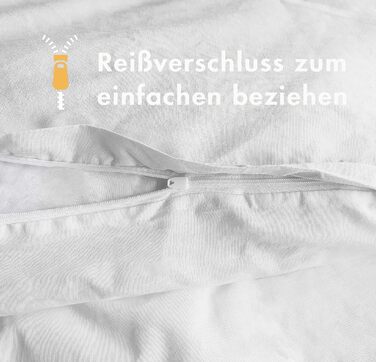 Комплект постільної білизни Sleeptime з 100% бавовни 240x220 см, біло-сірий, м'який і не потребує прасування, з кнопками, двосторонній, з 2 наволочками 60x70 см