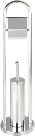 Набір для туалету WENKO Vasto з нержавіючої сталі 2 в 1: тримач туалетного паперу та щітка для унітазу, Ø 22 x 81 см