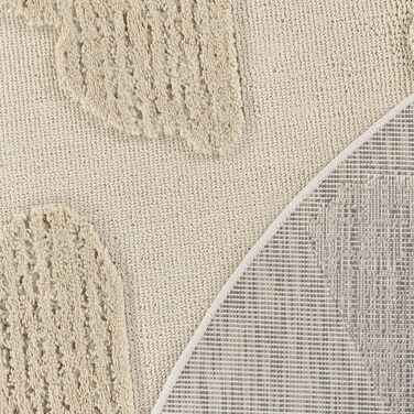 Paco Home Rug Children's Room Rug Play Rug Crawling Rug Short Pile Motif Sun 3D Effect Soft Modern Decor, Size: 160 cm Round, Color: Cream 2 160 cm Round Cream 2