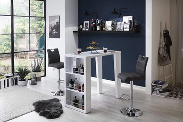 Hela Miranda Bar Stools - 2 Pack, Adjustable Height, 360° Swivel, Grey Faux Leather - Bistro Chairs