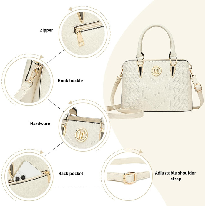 Сумка жіноча Miss Lulu середнього розміру через плече з рельєфним малюнком лічі, бежева (1-3) - для роботи, відпочинку, повсякденного використання