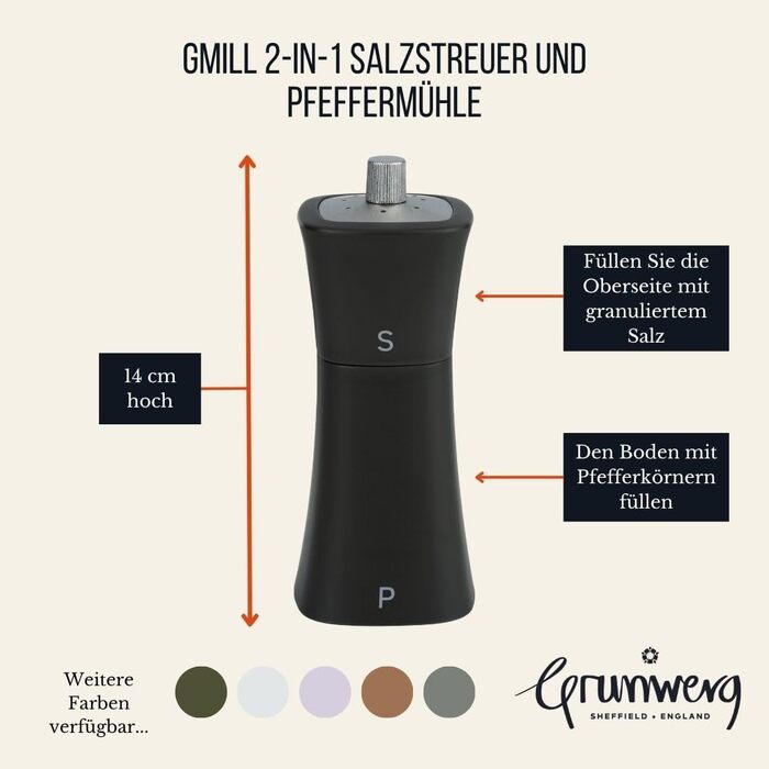 Набір для солі та перцю Grunwerg 2-в-1, пластиковий, білий