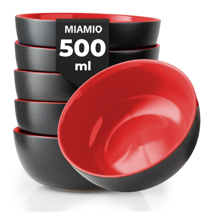 MIAMIO Le Papillon - Набір мисок для сніданку з кераміки (6 шт) 500 мл - Миючі в посудомийній машині та придатні для мікрохвильової печі
