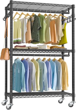 Clothes rack, clothes rod, rolling clothes rack, rolling clothes rod, sturdy clothes rack, clothes rack with wheels 90x43.5x180cm, load capacity 100kg