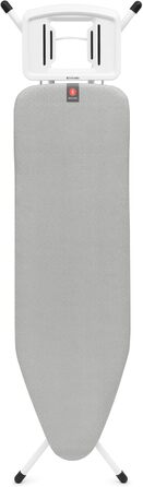 Гладильна дошка Brabantia Bügelbrett B, 124 x 38 см – металізована, 100% Fairtrade-бавовна, стабільна, регульована висота, з підставкою для праски