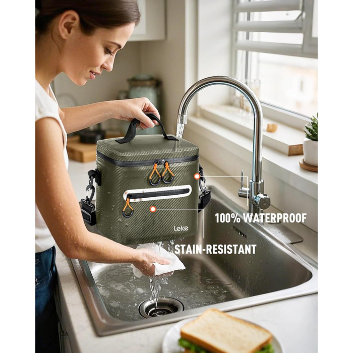 Lekesky 20L Ізольована Сумка-Холодильник – Переносна, Водонепроникна Сумка для Пікніка, Походу, Пляжу, Грилю (B-армійний зелений)