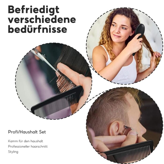 Набір гребінців для волосся, 7 шт. Масажні гребінці для розслаблення, гребінець з гнучкими м'якими шпильками для жінок, чоловіків, дітей (чорний)