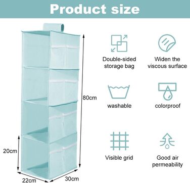 Настінна вішалка-органайзер для одягу з 4 відділеннями, складана, з кишенями, для дому, кемпінгу, у подорожі