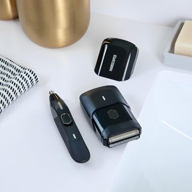 Набір для догляду за тілом MANSCAPED® The Handyman™ Travel Duo: тример для носа та вух Weed Whacker® 2.0 та компактний чоловічий тример для обличчя з вирівнювачем та фольгою