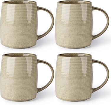 Набір келихів для кави GBHOME 500 мл (4 шт.) з кераміки з градієнтом кольору - для лате, чаю, пива, гарячого шоколаду. Можна мити в посудомийній машині та використовувати в мікрохвильовці. Реактивний хакі.