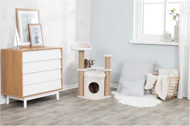 Дряпалка для котів TRIXIE Nayra з джутовим обмотаним стовпчиком та великою печерою, з іграшкою, 82,7 см, колір Greige-Braun