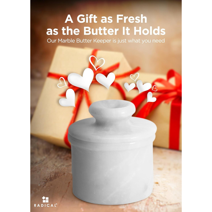 Butter dish, handmade butter container made of marble, storage for the kitchen, white