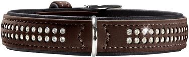Нашийник для собак HUNTER SOFTIE DELUXE, штучна шкіра, стрази, розмір XS-S, колір коричневий/чорний